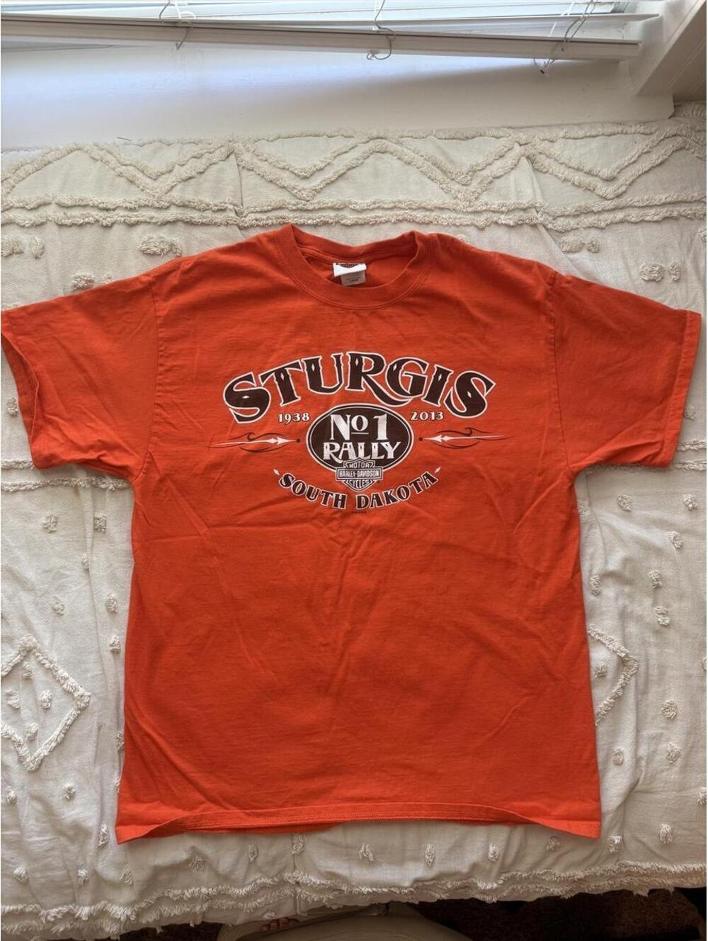 Harley Davidson Sturgis 75th Anniversary Orange Graphic T Shirt